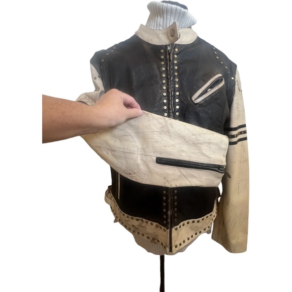 Wilsons Leather Moto Jacket Vintage Rare Biker Woman Men Distressed IX XXL Plus - Picture 4 of 15